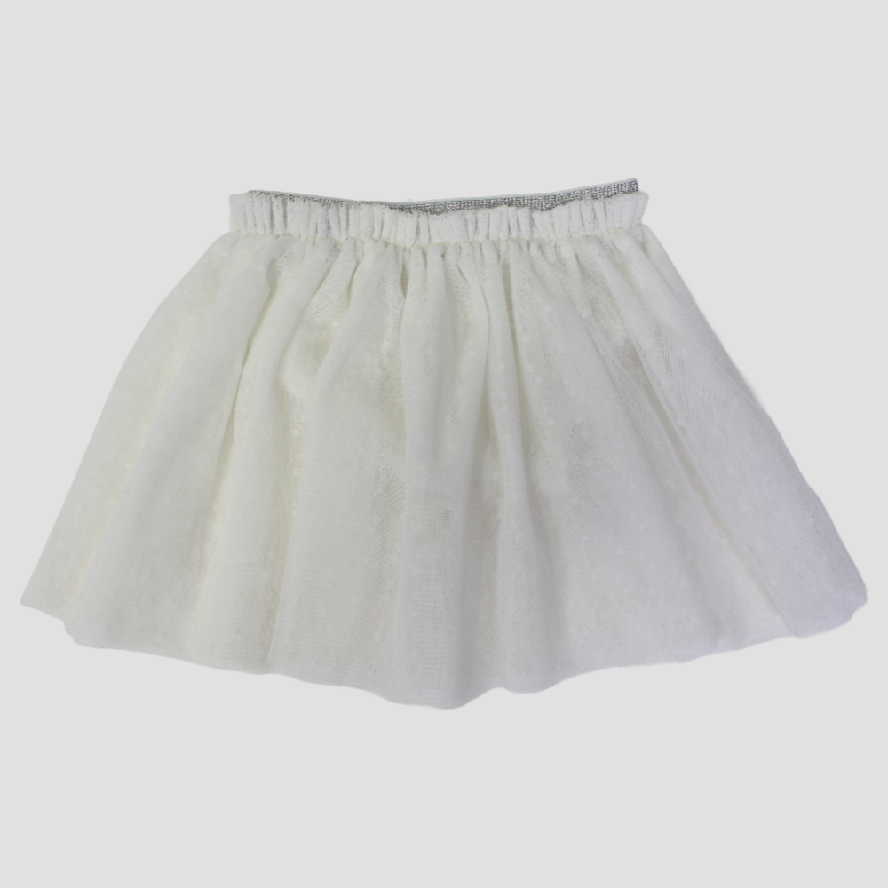 Off-White Ruffled Tulle Skirt