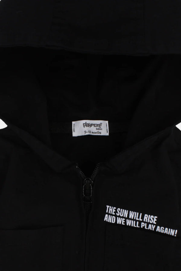 Unisex Baby Gabardine Jacket – Black "THE SUN WILL RISE"