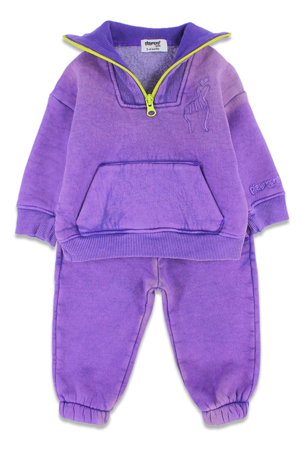 Unisex Baby Cotton 2-Piece Quarter Zip Outfit Set – Purple