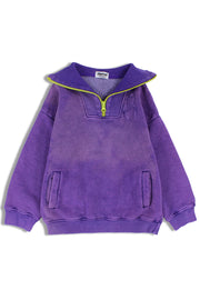 Unisex Cotton Quarter Zip Sweatshirt – Purple