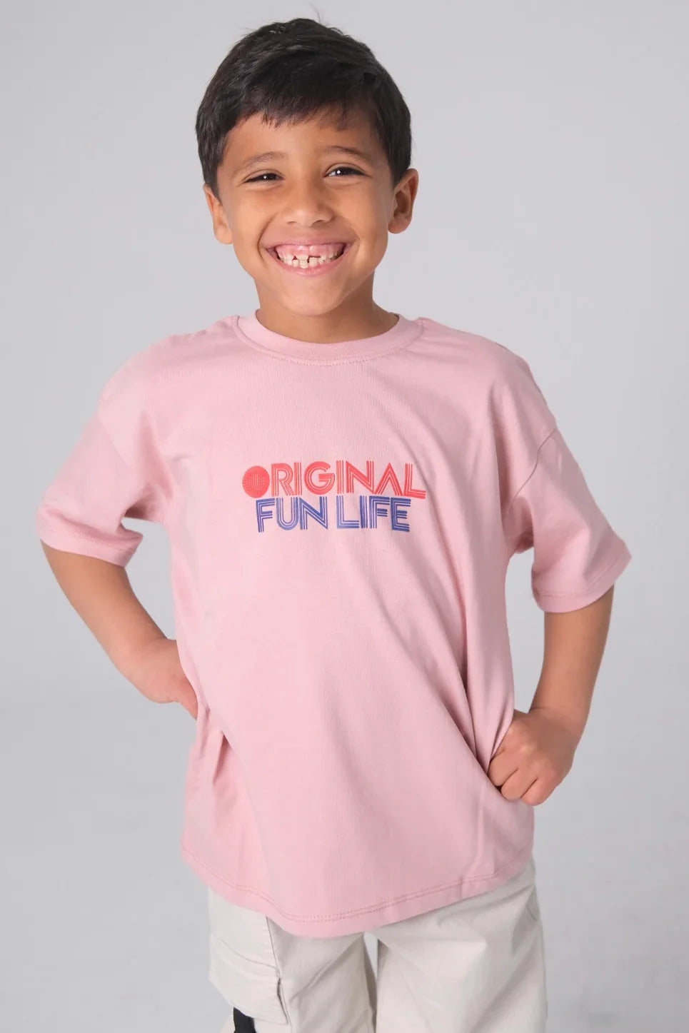 Unisex "ORIGINAL FUN LIFE" Short-Sleeved T-Shirt – Dusty Pink - Clothing - Playmore