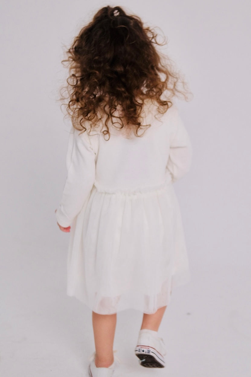 Baby Girls Ribbed Dress – Offwhite