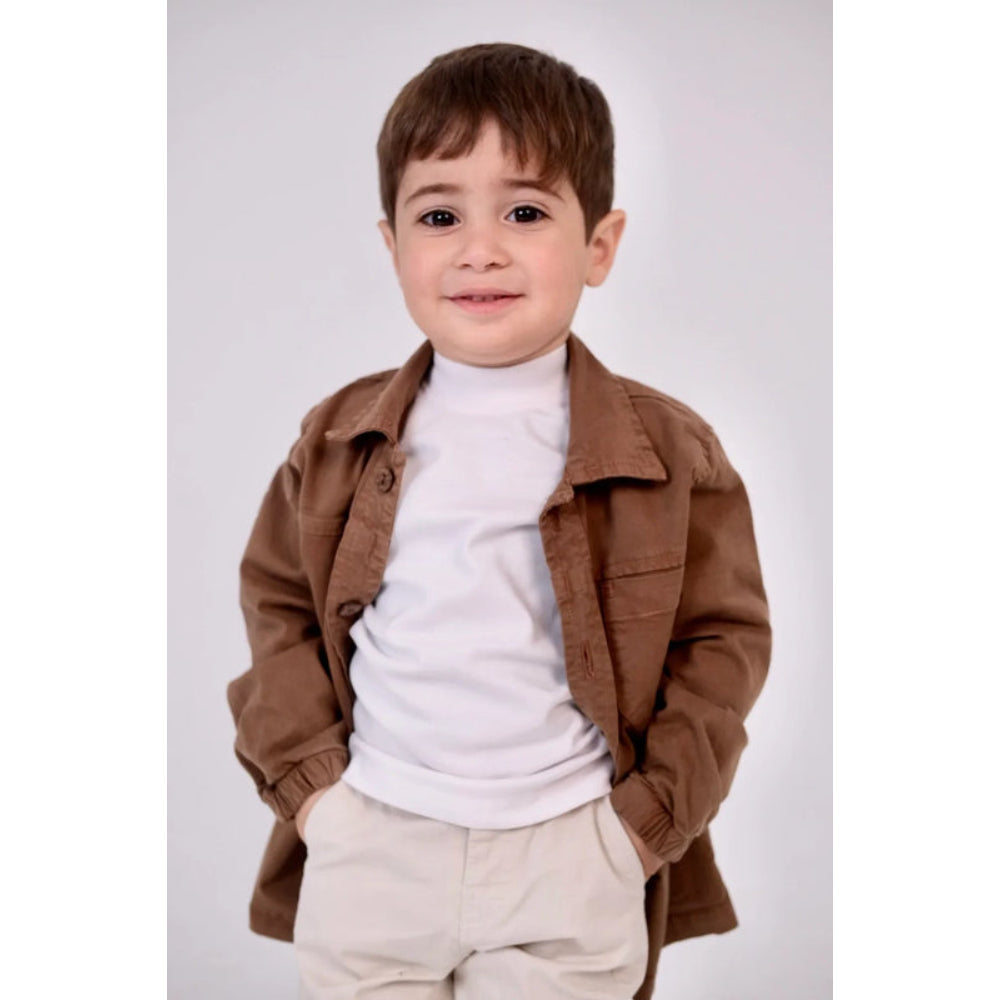 Unisex Baby Gabardine Shirt – Brown