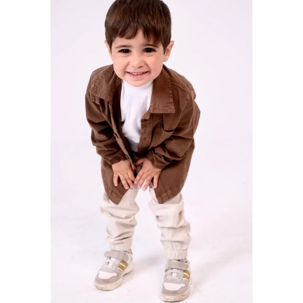 Unisex Baby Gabardine Shirt – Brown