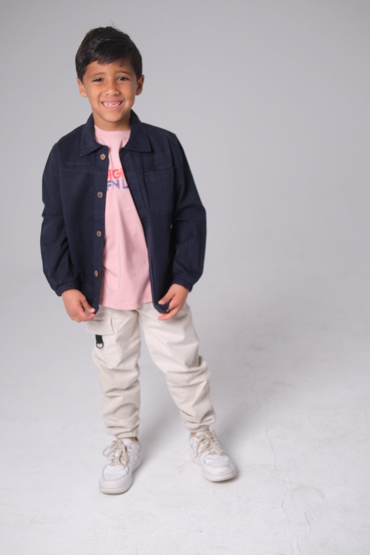 Unisex Kids "Playing Outdoors Club" Gabardine Shirt – Navy