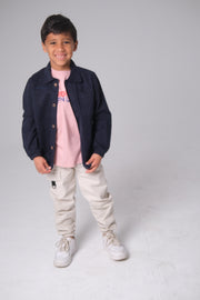 Unisex Kids "Playing Outdoors Club" Gabardine Shirt – Navy