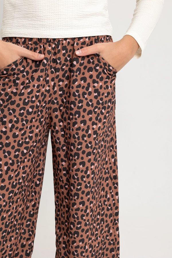 Girls Brown Leopard Pants