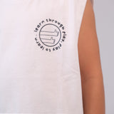 Unisex Sleeveless Cotton T-Shirt – White "Learn Through Play" Design