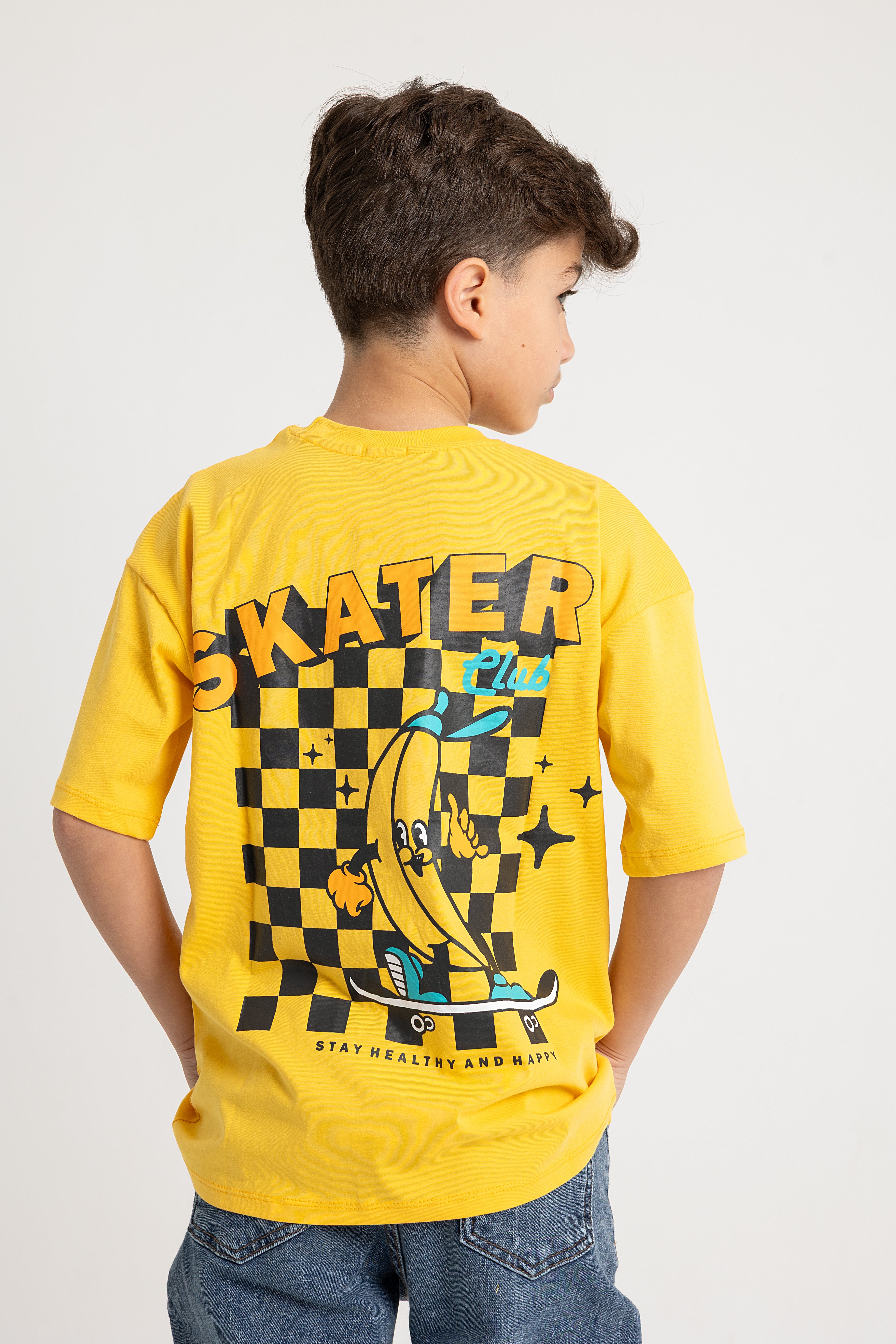 Unisex Short-Sleeved Cotton T-Shirt – Yellow Banana Skater