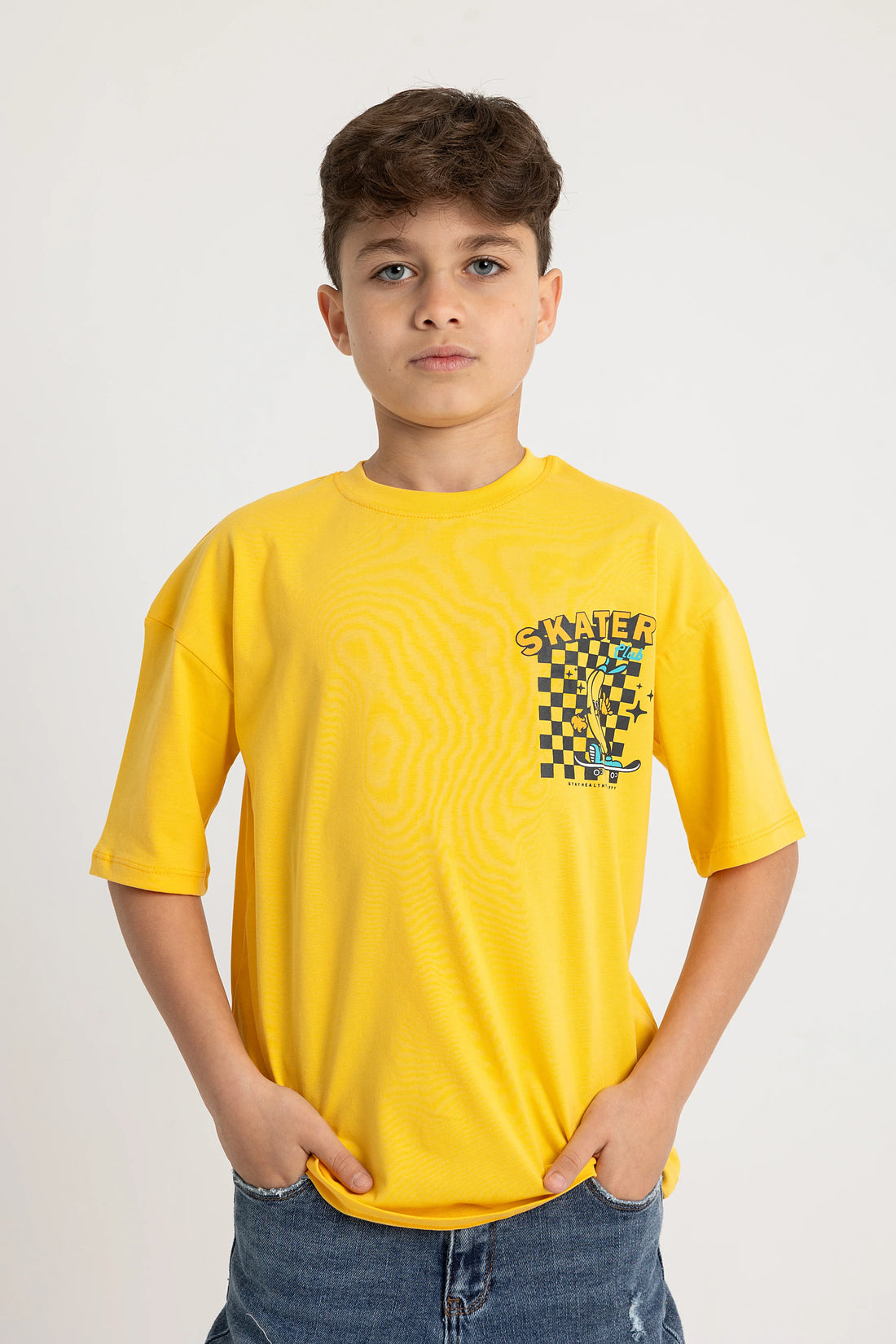 Unisex Short-Sleeved Cotton T-Shirt – Yellow Banana Skater - Clothing - Playmore