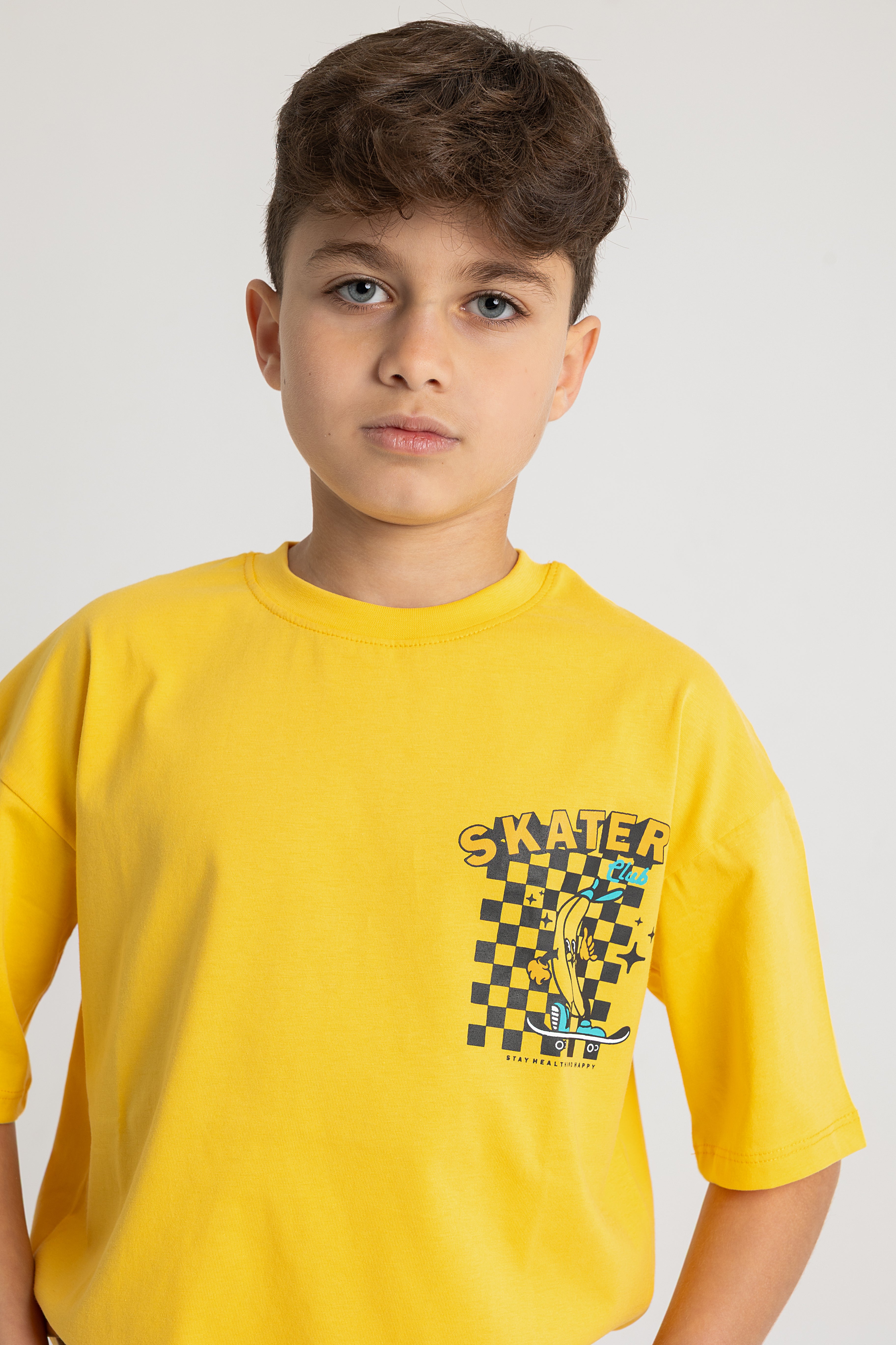 Unisex Short-Sleeved Cotton T-Shirt – Yellow Banana Skater