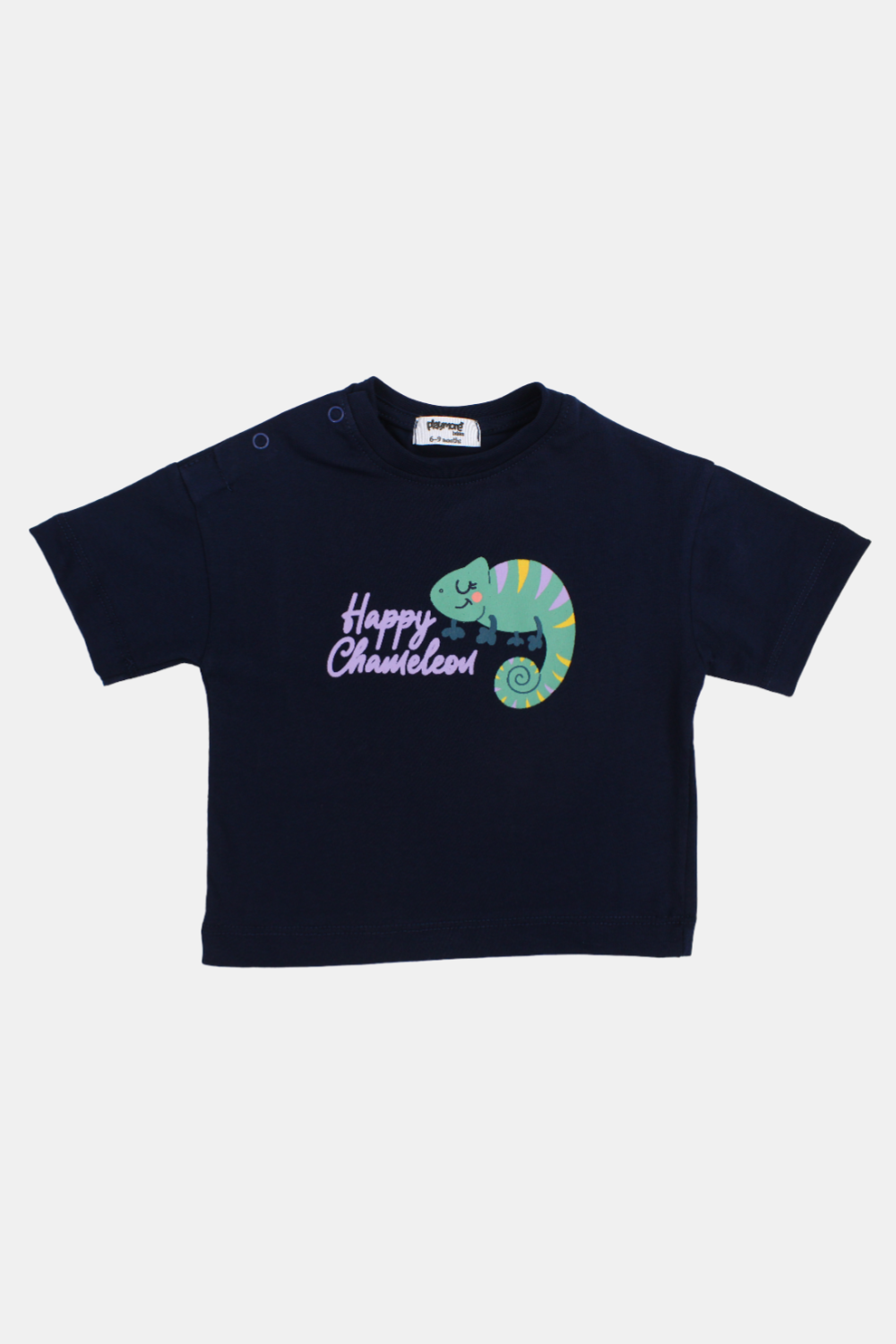 Unisex Baby Navy "Happy Chameleon" Cotton T-Shirt