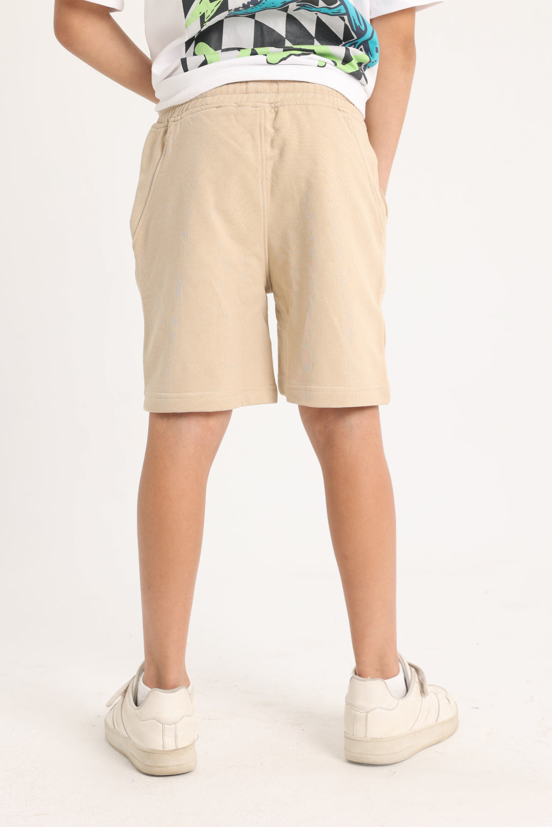 Unisex Beige Cotton Shorts