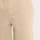 Unisex Beige Cotton Shorts
