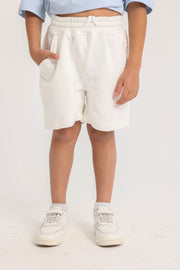 Unisex Off-White Cotton Shorts