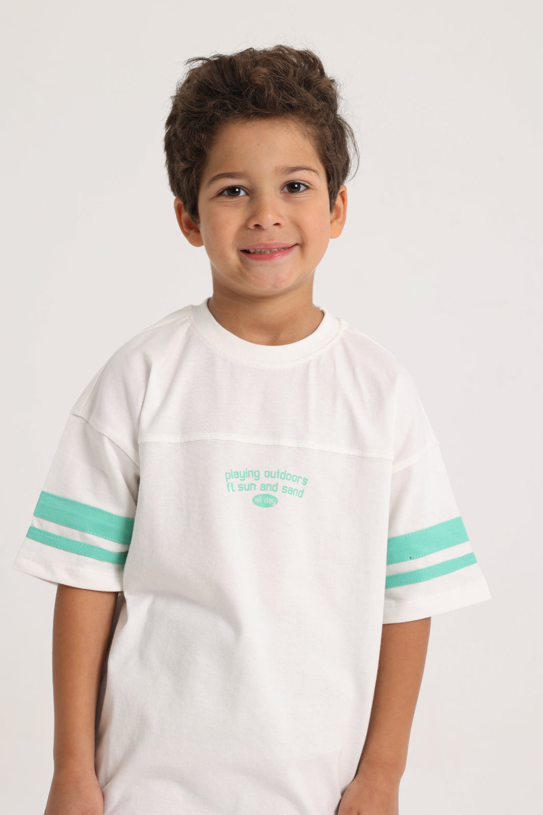 Unisex Kids Cotton T-Shirt – Off-white "Playing Outdoors"