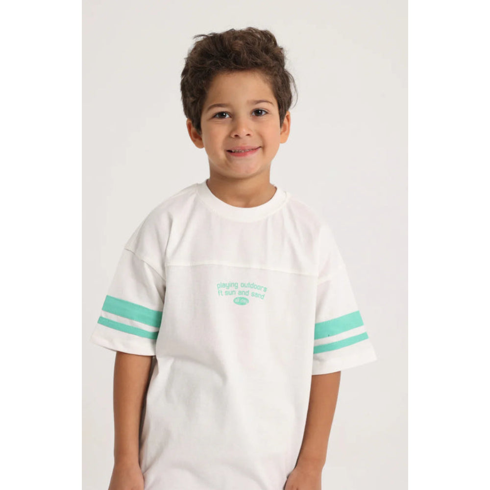 Unisex Kids Cotton T-Shirt – Off-white "Playing Outdoors"