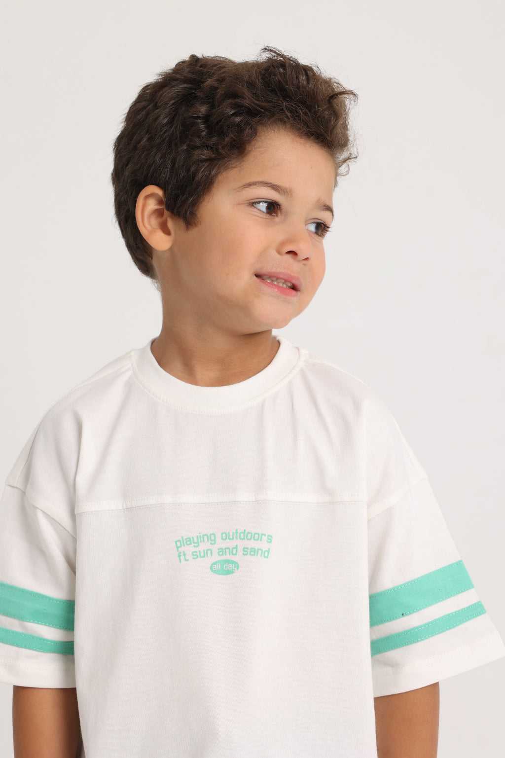 Unisex Kids Cotton T-Shirt – Off-white "Playing Outdoors"