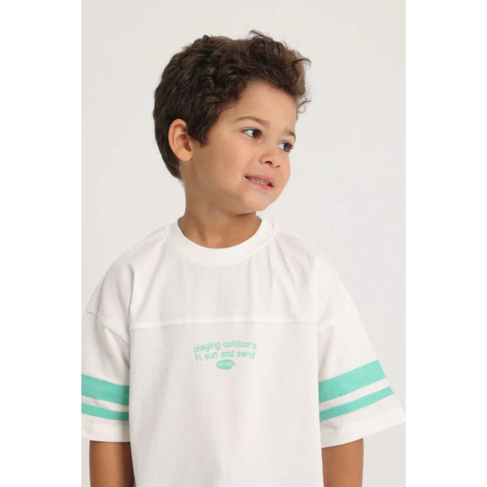 Unisex Kids Cotton T-Shirt – Off-white "Playing Outdoors"