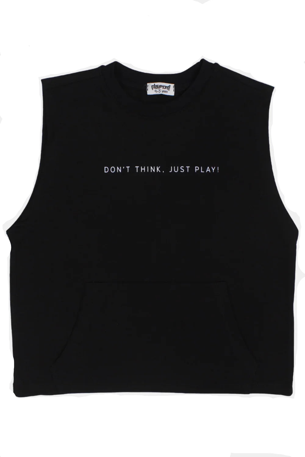 Unisex Kids Cotton Sleeveless T-Shirt – Black "DON’T THINK JUST PLAY"