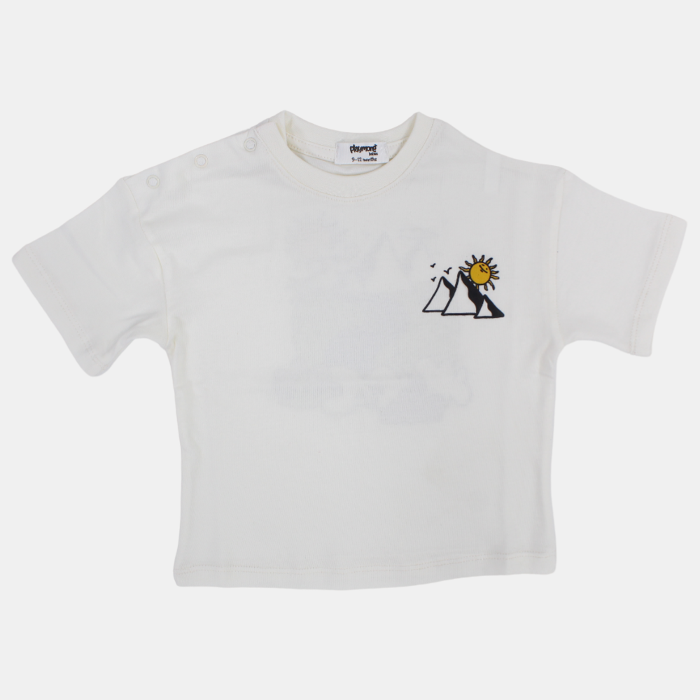 Unisex Baby Off-white Pyramids Cotton T-Shirt