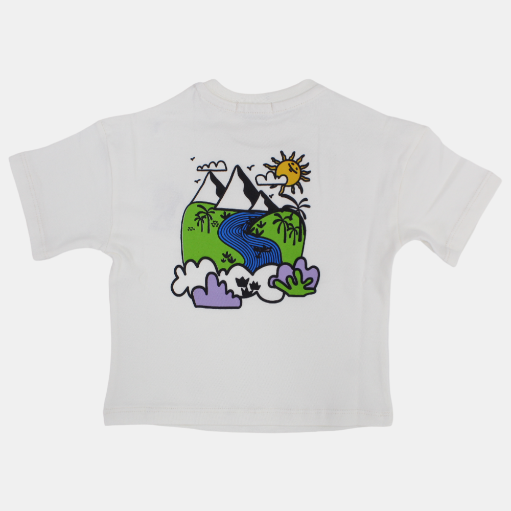 Unisex Baby Off-white Pyramids Cotton T-Shirt