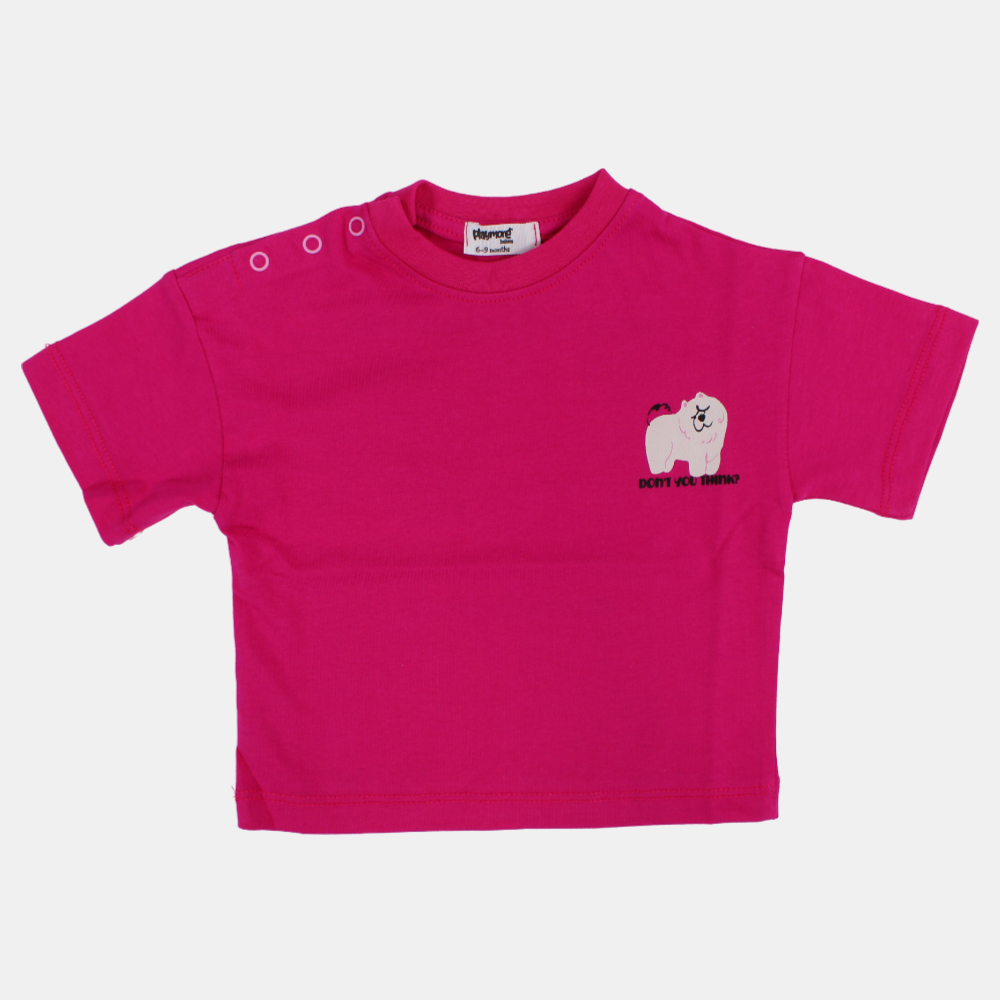 Unisex Baby Fuchsia "Don’t You Think" Cotton T-Shirt