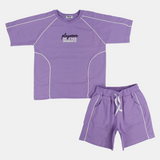Unisex Kids Cotton Outfit Set – Purple "ONLY FUN MOMENTS"