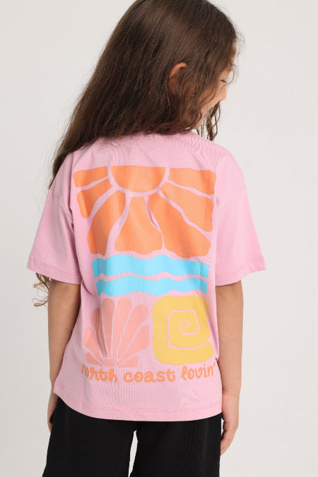 Unisex Kids Pink "NORTH COAST LOVIN" Short-Sleeved T-Shirt