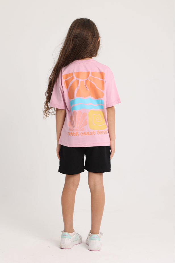Unisex Kids Pink "NORTH COAST LOVIN" Short-Sleeved T-Shirt