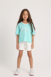 Unisex Kids Cotton T-Shirt – Aqua "PLAYMORE"