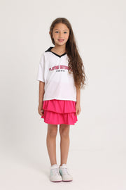Unisex Kids Short-Sleeved Cotton T-Shirt – White "PLAYING OUTDOORS"