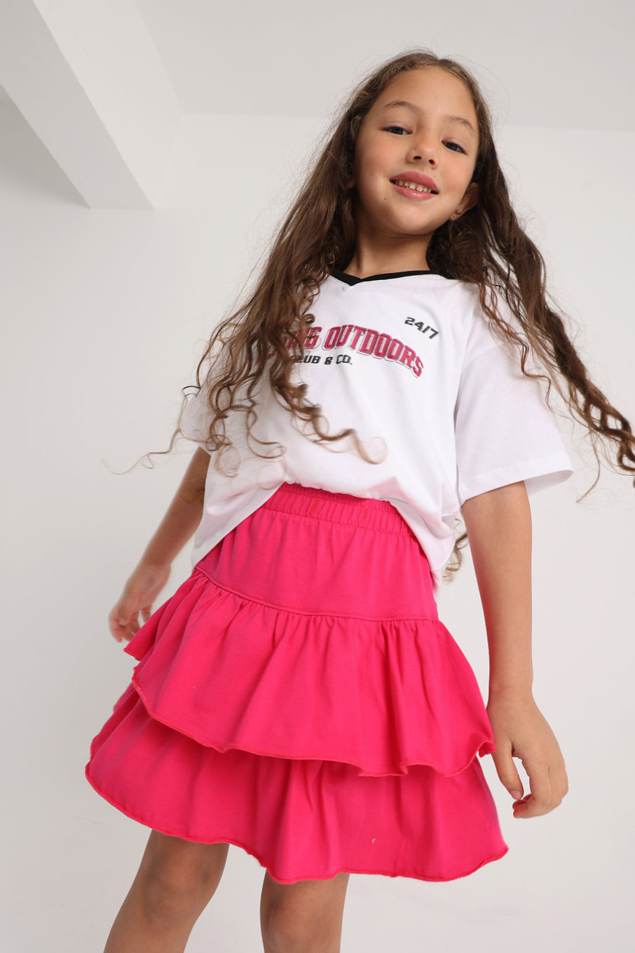 Unisex Kids Short-Sleeved Cotton T-Shirt – White "PLAYING OUTDOORS"