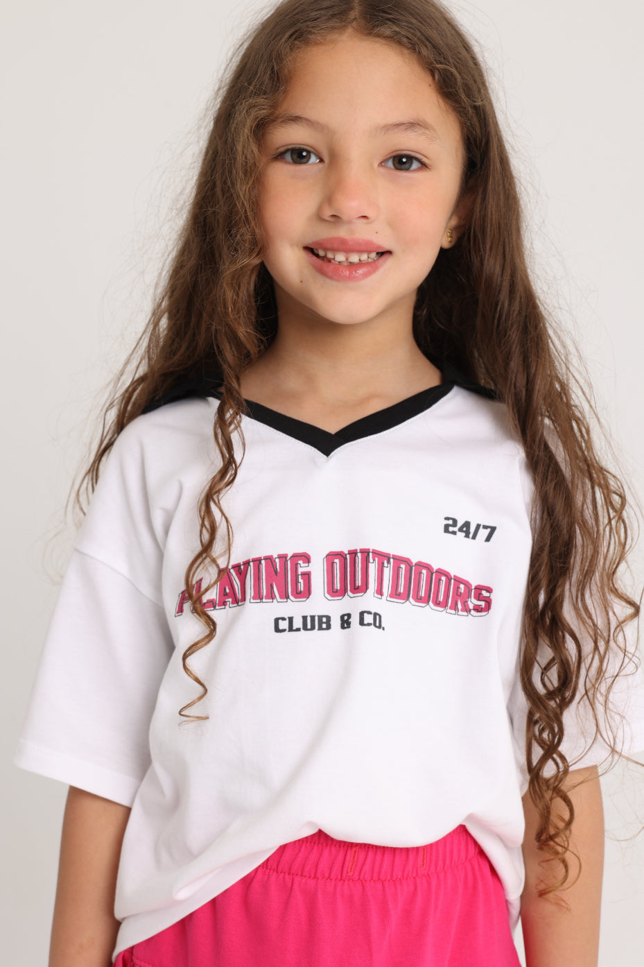 Unisex Kids Short-Sleeved Cotton T-Shirt – White "PLAYING OUTDOORS"
