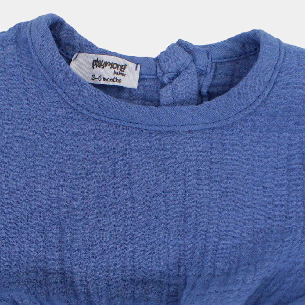 Baby Girls Indigo Short-Sleeved Cotton Dress