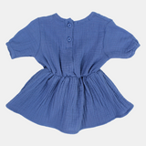 Baby Girls Indigo Short-Sleeved Cotton Dress
