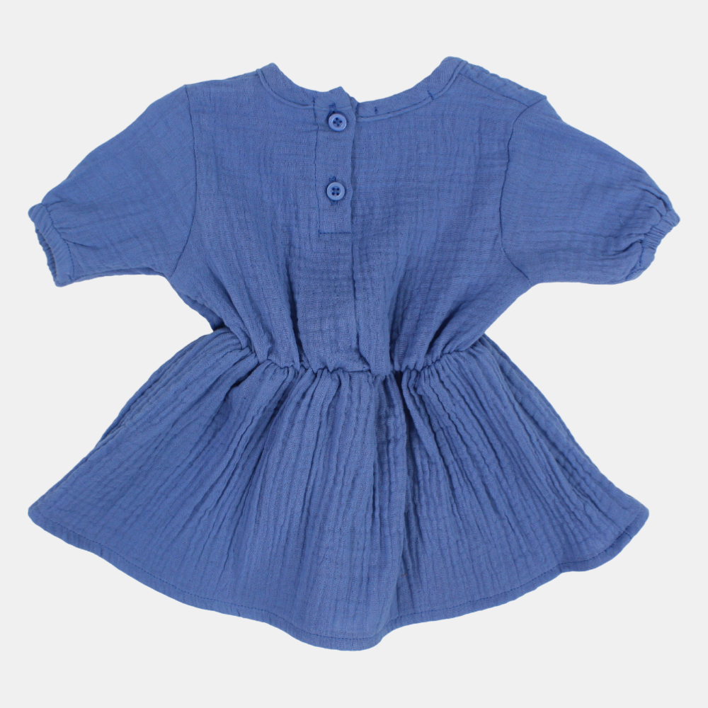 Baby Girls Indigo Short-Sleeved Cotton Dress