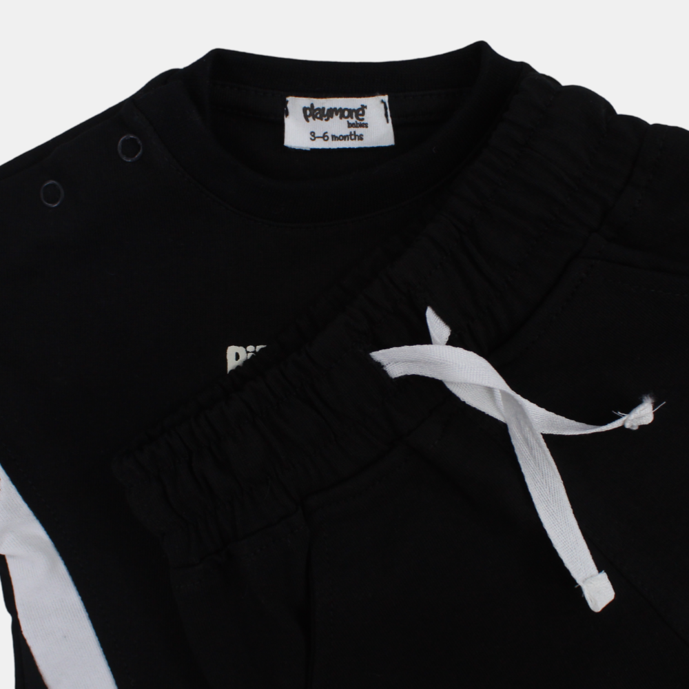 Unisex Baby Black "Pizza Surfer" Outfit Set
