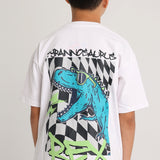 Unisex Cotton Short-Sleeved T-Shirt - White with Dino Print