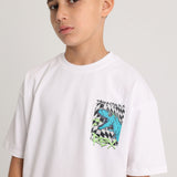 Unisex Cotton Short-Sleeved T-Shirt - White with Dino Print