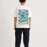 Unisex Cotton Short-Sleeved T-Shirt - White with Dino Print