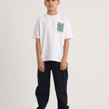 Unisex Cotton Short-Sleeved T-Shirt - White with Dino Print