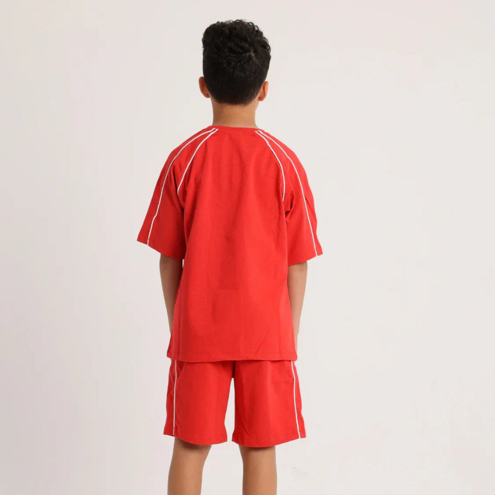 Unisex Red Cotton 2-Piece Outfit Set