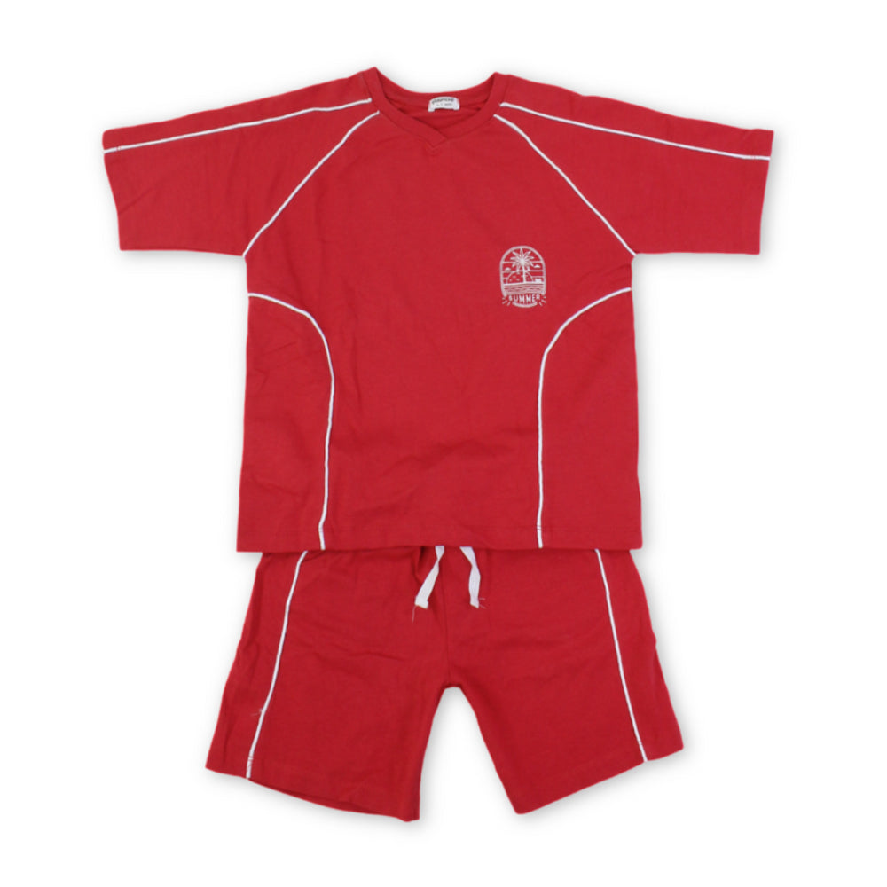 Unisex Red Cotton 2-Piece Outfit Set
