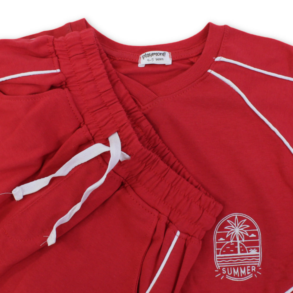 Unisex Red Cotton 2-Piece Outfit Set
