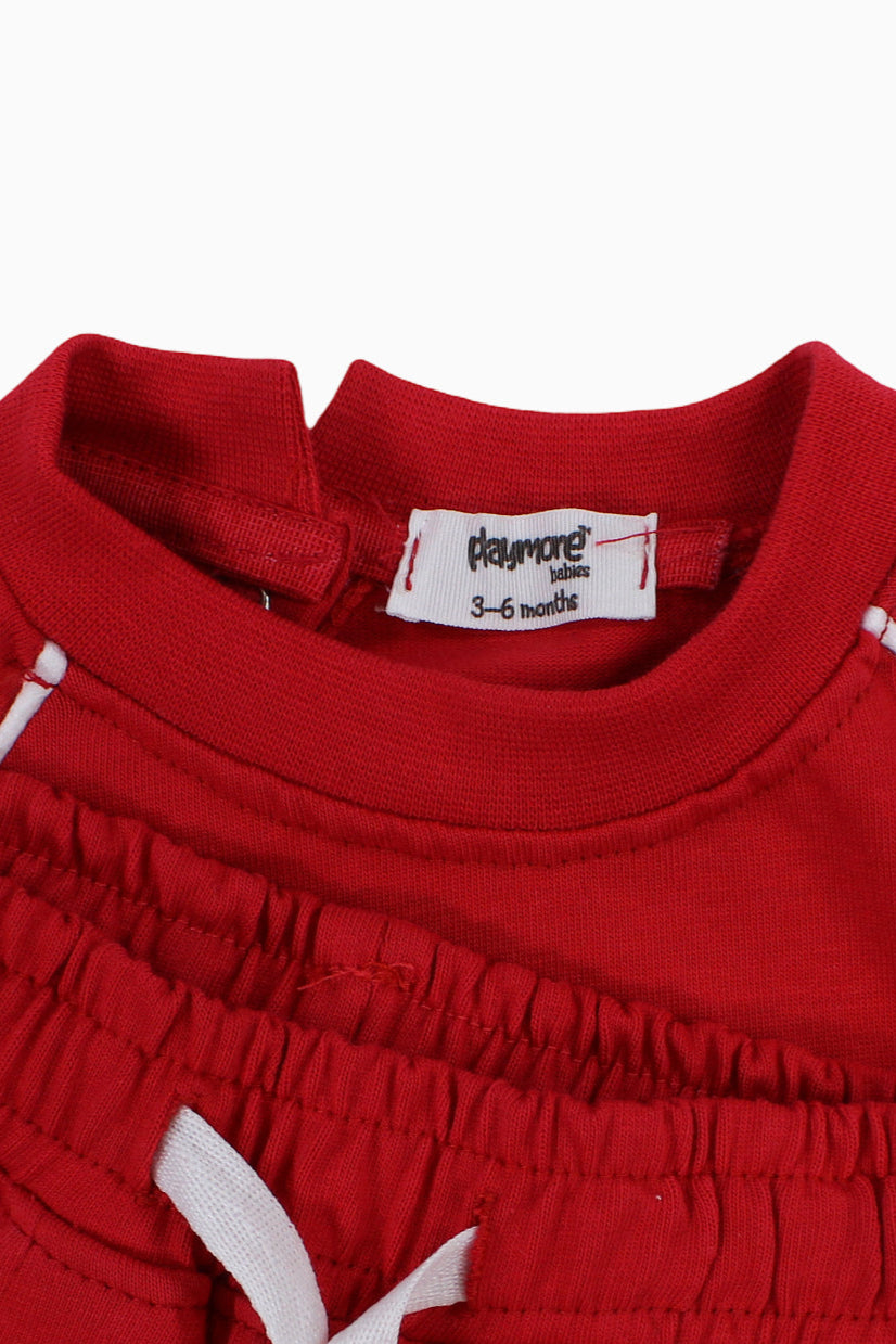 Unisex Baby Red Cotton 2-Piece Outfit Set
