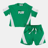 Unisex Baby Green Cotton 2-Piece Outfit Set - "Born To Play" Design
