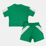 Unisex Baby Green Cotton 2-Piece Outfit Set - "Born To Play" Design