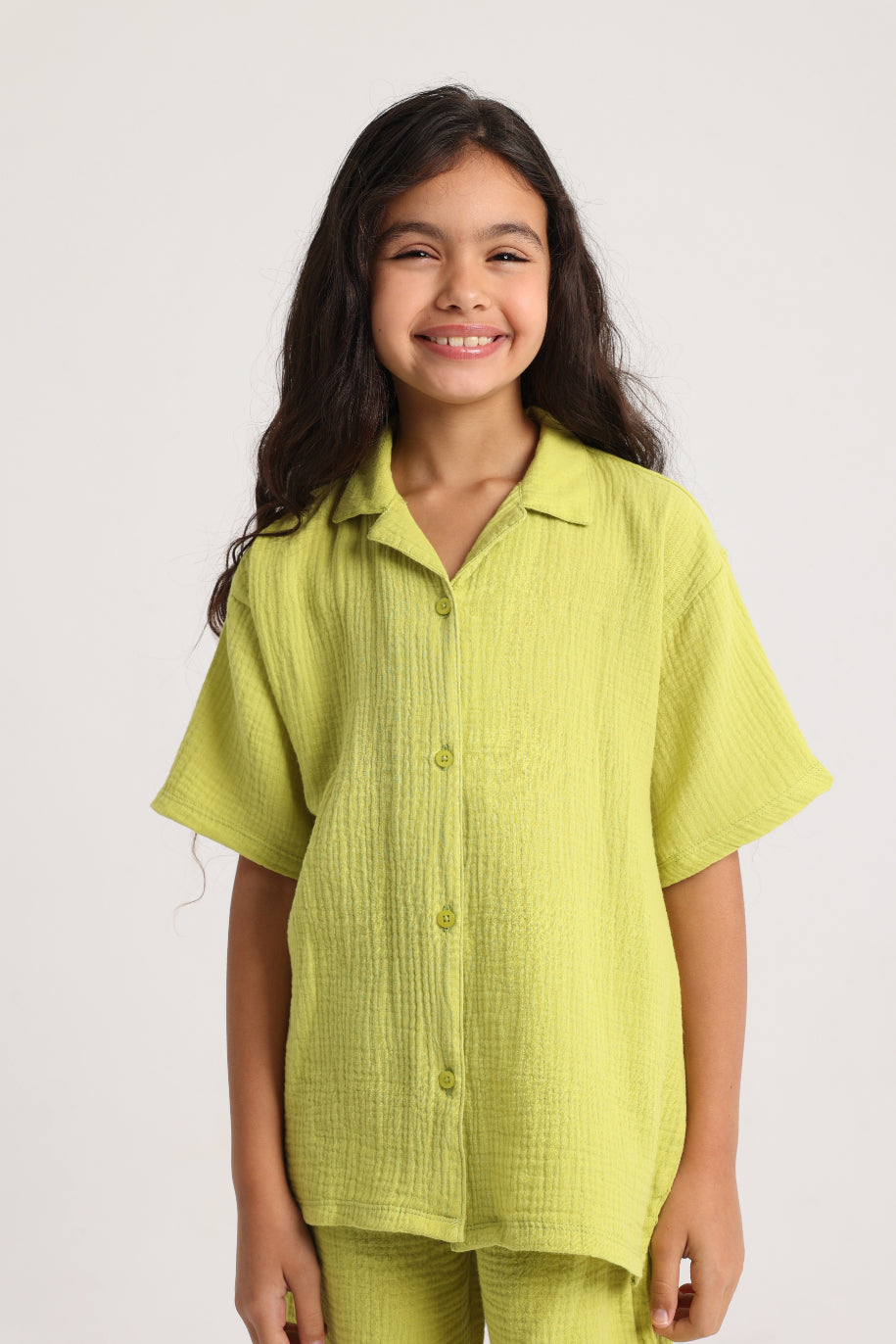 Unisex Kids Light Green Cotton Outfit Set