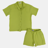 Unisex Kids Light Green Cotton Outfit Set